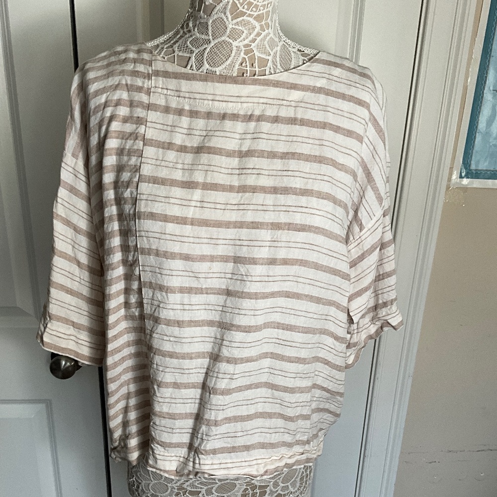 JJill 100% linen loose short sleeve shirt/top XS
